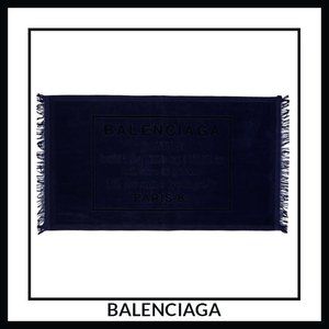 BALENCIAGA Iconic Logo Stamp NAVY towel large NEW